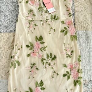 JJ's House Apricot Dress with Pink and Green Embroidery